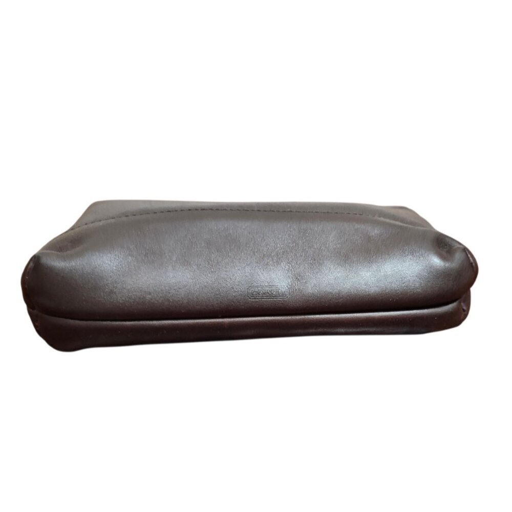 Vintage Coach Leather Cosmetic Pouch Brown Zip Clutch USA Made Classic Minimal - Picture 3 of 12